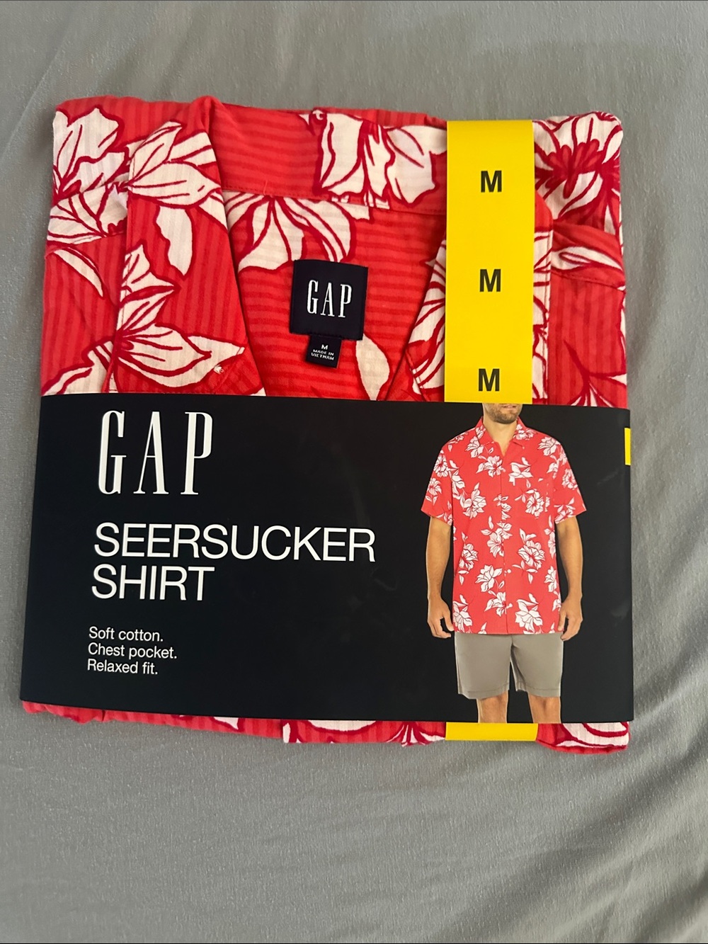 GAP Red and White Floral Seersucker Shirt